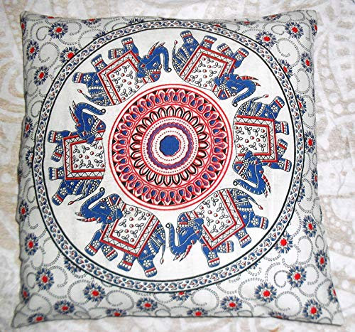 Mehrfarbiger quadratischer Mandala-Design-Kissenbezug Kissenbezug indischer Pouf Pom Pom Outdoor Boho Kissenbezüge Bettwäsche Wohnzimmer Dekorative Wurfkissenbezüge (20)