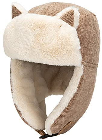 BYNYXI Fliegermütze Herren Damen Wintermütze mit Ohrenklappen Ushanka Damen Fliegermütze Trappermütze Warme Schneedichte Fliegermütze Baumwollhut Ohren Kappe Unisex Warme Winddichter Fellmütze