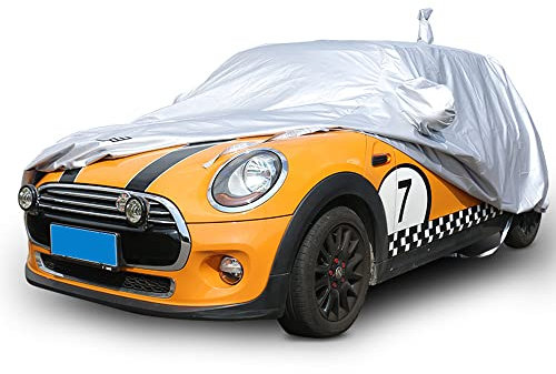 Autoabdeckung Abdeckplane Vollgarage Plane Autoplane FüR Mini Cooper R56 R55 R60 F54 F55 F56 F60 Wasserdicht SchutzhüLle Abdeckung HüLle Sonnenschutz Staubdicht Silber