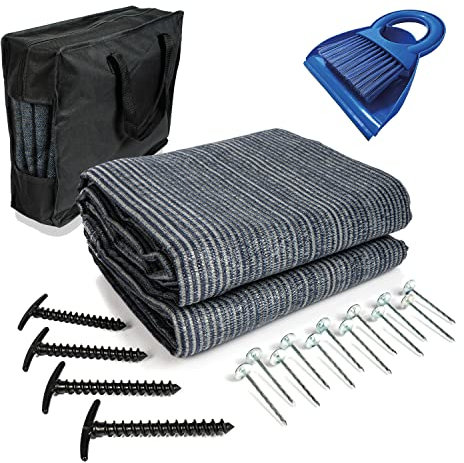 Mr Nomad Vorzeltteppich 5x2.5m – Hochwertiger, UV-beständiger Campingteppich aus HDPE (300 g/m²) – Perfekter Vorzeltboden für Wohnwagen & Wohnmobil – inkl. Tragetasche & Zubehör