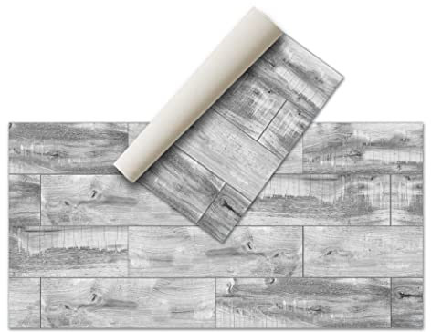 NivellPublicitari Alfombra Vinílica Madera - Distintos Diseños - Alfombra Cocina-Alfombra Salón Comedor Antideslizante - Alfombra Dormitorio - Esponjosa y Suelo PVC (Rustica-Gris, 80 x 40 cm)