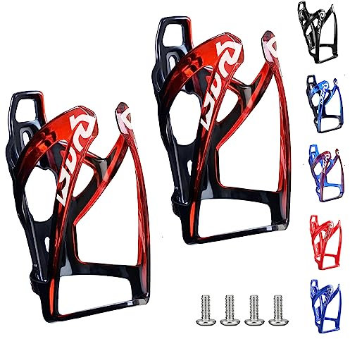 Suruid Lot de 2 porte-bidons universels en plastique durable et ultra léger pour vélo, VTT, vélo de route et VTT, noir et rouge