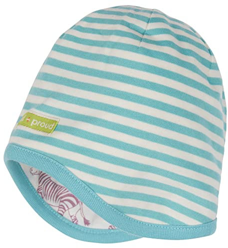 loud + proud Mädchen Zum Wenden, GOTS Zertifiziert Mütze, Cyan, 39-41 EU