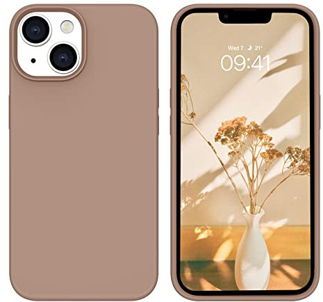YINLAI für iPhone 14 Hülle Silikon,Handyhülle iPhone 14 Beige Schutzhülle Slim Case Cover Liquid Silikon Gel Matte Kratzfest Handy Hülle für iPhone 14 6,1 Zoll,Khaki/Braun