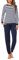 Bresdk Ensembles de Pyjama Femme Coton Pyjama Hiver Vêtements de Nuit à Manches Longues Costume de Maison rayée à Col Rond Chaud et Doux