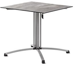 SIEGER Gastro-Tisch mit Säulenklapp-Gestell und Polytec® Platte, Gestell Graphit, Platte Beton hell