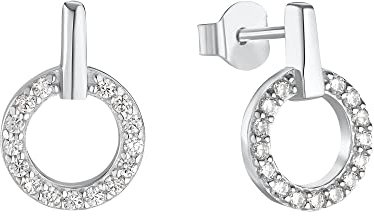 s.Oliver Ohrstecker 925 Sterling Silber Damen Ohrschmuck, mit Zirkonia synth., 1,3 cm, Silber, Kommt in Schmuck Geschenk Box, 2034377