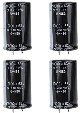 Artillery Condensateur, 4pcs 30 * 50mm Condensateur Électrolytique Audio 10000uf 63v Composants Électroniques Condensateurs Électrolytiques Kit D'assortiment Noir