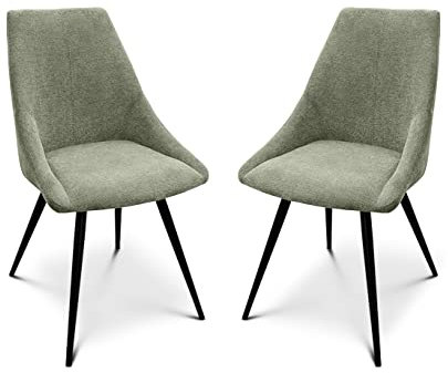 fornera f77 - Esszimmerstühle, 2er Set, Polsterstuhl, Stoff Sessel, Polsterstuhl, belastbar bis 150 kg (2, Olive Grey, Standard)