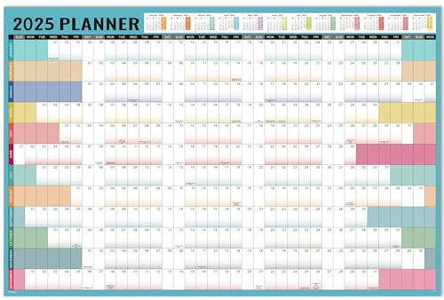 Colorage Wandkalender 2025 - Wandplaner von Januar 2025 bis Dezember 2025, Kalender A1, Planer Familienkalender, Morandi's Color, 850 x 580 mm