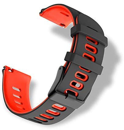 RoYiio Bracelet Silicone pour Largeur Pattes de Montre 20mm, Doux et Confortable, étanche, Bracelet de Remplacement Sport pour Hommes Femmes - Noir Rouge