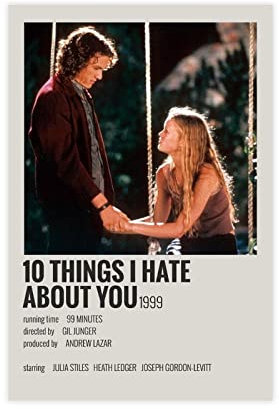 Classic Movie 10 Things I Hate About You Vintage Leinwand Poster Schlafzimmer Dekor Sport Landschaft Büro Zimmer Dekor Geschenk Rahmen: 30 x 45 cm