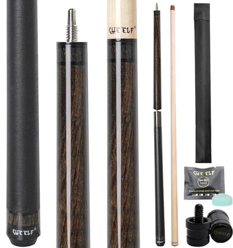 CUEELF Heavy Hitter Jump Break Pool-Queue, 3-teiliger Jump/Break-Pool-Queue, Stick, Zebraholz, 652 g, Break Pool-Queue (Zebra-Grau, 590 ml)