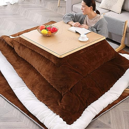 Kotatsu Heizung Tatami Tisch mit Decke Teppich Heizung Coffee Tables Beistelltisch Hängende Heizung unter Büro-Tisch Futon Matratze Japanische Matte Schlafmatte Verdickte Bodenmatte 4-teiliges Set (C