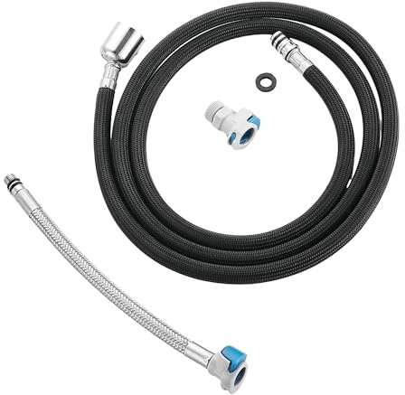 Ersatz-Schlauch für Küchenarmatur, M15 x 1 mm (Upgrade G1/2, 360 Grad drehbar) mit Schnellanschluss, 150 cm für steckbaren Nylonschlauch