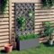 ARKEM Pflanzkasten Blumenkasten mit Rankgitter Grau 65x33x135 cm WPC Hochbeet Kunststoff Blumenkasten Mit Rankgitter