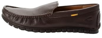 camel active Herren Lederslipper mit Logoprägung Dunkelbraun, menswear-44