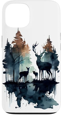 Hirsch Hirsch Wald Aquarell Hülle für iPhone 13