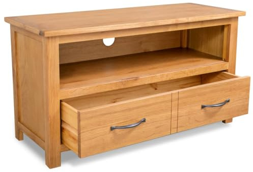 KTHLBRH Meuble TV en chêne massif 90 x 35 x 48 cm pour salon, chambre à coucher, bureau, salon