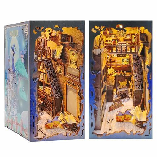 Cuteefun DIY Book Nook Kit, 3D Holzpuzzle für Erwachsene, Booknook Bücherregal Einsatz, Raumdekoration, Einzigartiges Geschenk für Geburtstag Weihnachten(Hochschule für Magie)