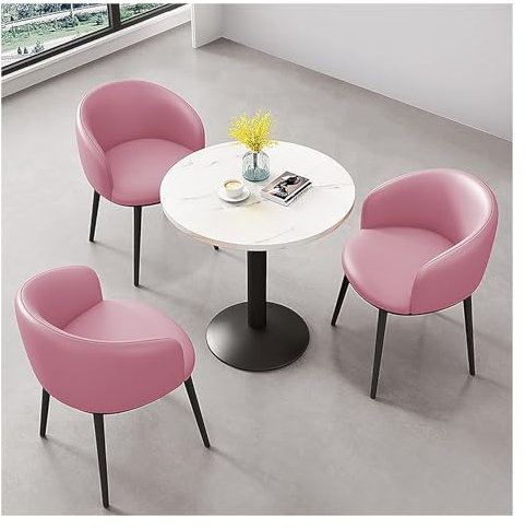 Esstisch Mit Stühlen Set, Runder Esstisch Moderner Küchentisch Set, Esstisch Und Esszimmerstühle, Platzsparendes Runden Möbel Essgruppe Sitzgruppe, Für Zuhause Wohnzimmer Küche Büro ( Size : Pink )