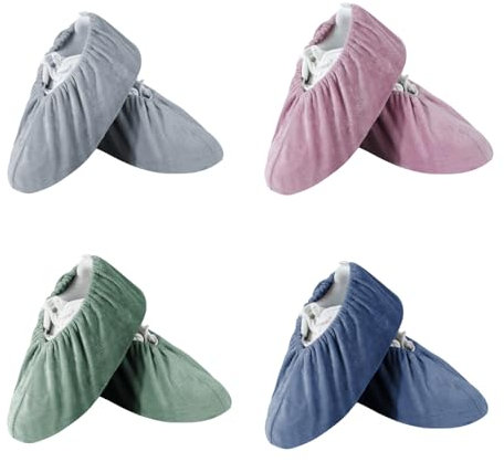 Cubrezapatos, 4 Pares Cubiertas de Zapatos Lavables Cubre Zapatos Reutilizables Cubrebotas para Zapatos son Antideslizantes y Resistentes al Desgaste, para Adulto el Hogar, la Oficina (4 Colores)