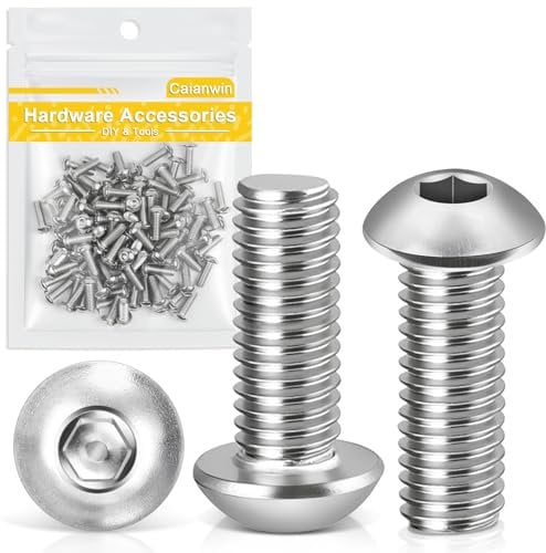 Caianwin Viti a testa bombata M4 x 12 mm, 100 pezzi, in acciaio inox 304, a testa tonda piatta per l'installazione di mobili, settori industriali