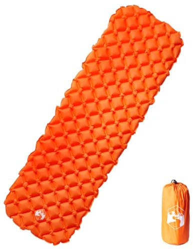 vidaXL Isomatte, Wasserdicht Luftmatratze mit Tragetasche, Campingmatte Aufblasbar Tragbar, Schlafmatte für Wandern Camping Reisen, Orange 40D-Nylon