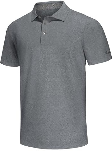 ANGEL CITIZ Poloshirt Herren Sport Atmungsaktives Anti Geruch Schnelltrocknend Casual Outdoor Grey L