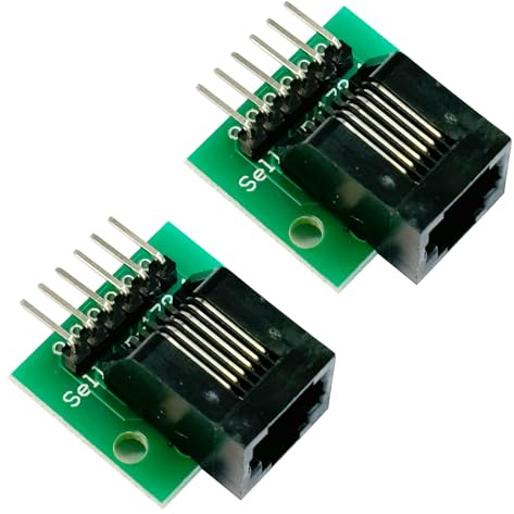 Teansic 2Pcs RJ11 6P6C Breakout Board Bent Pin 2.54mm Pitch PCB Adapter