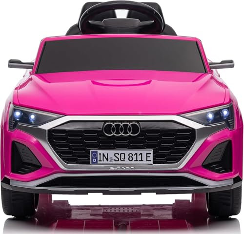 Auto Elettrica per Bambini Audi SQ8 e-tron Sportback Macchina con Licenza Ufficiale 12V Due Potenti Motori Telecomando Cintura di Sicurezza 5 Punti Porte Apribili Luci LED Musica MP3 (Rosa)
