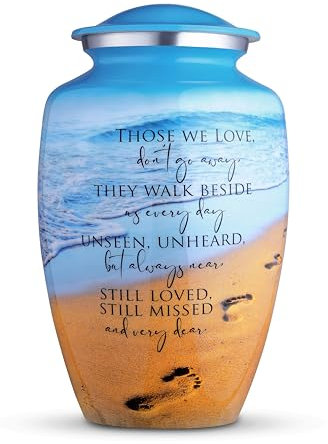 Urne für menschliche Asche für Frauen und Männer – dekorative Beerdigungsurne für Asche bedruckte Gedenkurnen für Männer und Frauen – Ehren Sie Ihre Liebsten mit Begräbnisurnen Ozeanblau, groß