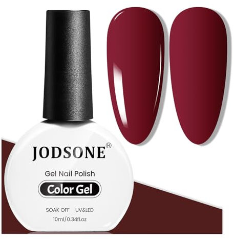 JODSONE Smalto per unghie in gel rosso scuro 10 ml Smalto per unghie in gel rosso bordeaux Lucido Soak Off U V Nail French Manicure per unghie Salone fai da te a casa