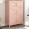 Homgoday Highboard Aufbewahrungsschrank Beistellschrank mit 6 Fächern Mehrzweckschrank Hochschrank Standschrank Schrank für Wohnzimmer Büro Küche Rosa 68x39x113 cm Stahl