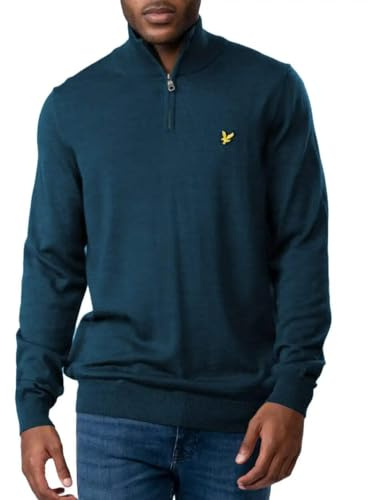 Lyle & Scott Mens Cotton Merino Quarter Zip Jumper (UK, Alpha, L, Regular, Regular, Apres Navy)