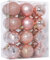 24 Pieces 60mm Christmas Tree Baubles, Christmas Balls Decoration Christmas Tree Pendants, Christmas Baubles Christmas Tree Decorations Xmas Hanging Ornaments, Rose Gold