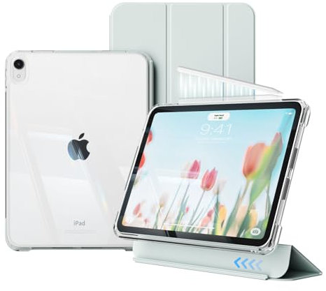 GKABXY Funda para iPad (A16) de 11ª/10ª generación 2025/2022, carcasa trasera totalmente transparente, marco de TPU suave, encendido y apagado automático, cajón deslizante y funda extraíble 2 en 1