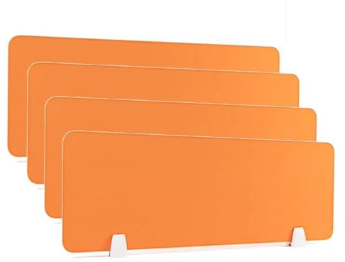 Freistehende Schreibtisch-Privatspaneele, Set mit 4 akustischen Schreibtisch-Trennwänden zur Geräuschreduzierung und visuellen Ablenkungen, Orange (30 x 100 cm)