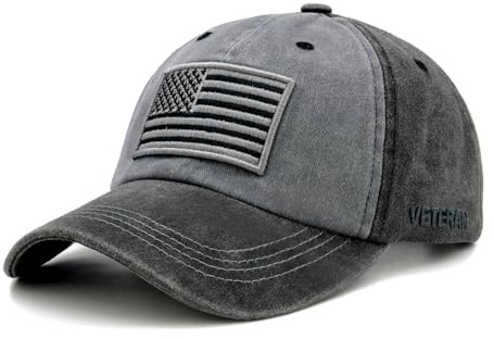 Sunlark American Flag Baseball Cap, Veteran Hat for Men Veterans Gifts | Vintage Cotton Adjustable Embroidered Military Army USA Flag Hat