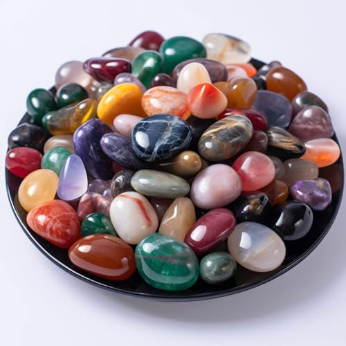 KARLOR 250 g Colourful Gemstones Tumbled Stones Small Crystal Natural Stone Pebbles Semi-Precious Stones Mini Stone Decorations for Aquarium Flower Pot Treasure Hunt Garden Balcony Succulent