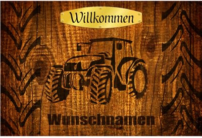 Personalisierte Fußmatte Trecker, Traktor, Buldog, Schlepper, mit Namen oder Text personalisiert, für Innen & Außen, rustikal, Landwirtschaft, Farm, Bauernhof, Schuhabtreter, Geschenk