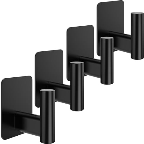 4smile Self Adhesive Hooks Extra-Large, 4-Pack XXL Rectangle – Heavy Duty Waterproof Stick On Coat Hooks for Hanging Towels, Keys & Hats - Double Security with 3M Adhesive or Tiny Nails, Damage-Free