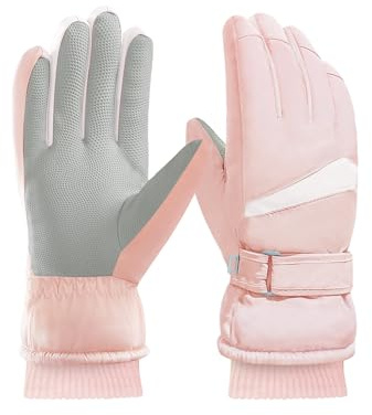 Feelorna Damen Winter Ski Handschuhe, Winddicht Thermische Touchscreen Handschuhe wasserdichte Surface&Fleece gefütterte Winter Warme Handschuhe für Skifahren Radfahren Outdoor Sport