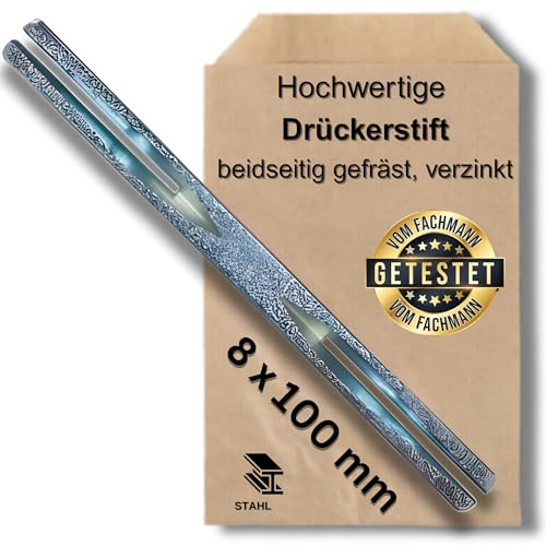 Drückerstift 8x80 mm – beidseitig gefräst, verzinkt – Vierkantstift für Türklinken & Türdrücker – in allen Größen wählbar 8x80 bis 10x160 mm – Profi Qualität aus Stahl Made in Germany (8 x 100 mm)