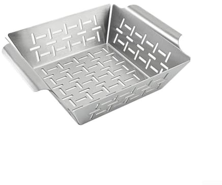 Panier de barbecue carré en acier inoxydable anti-adhésif avec design ventilé pour griller les légumes, les fruits de mer et les petites viandes, passe au lave-vaisselle, ustensile de cuisine en plein
