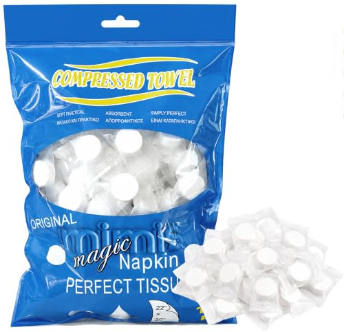 Disposable Face Towel & Compressed Towels & Water Wipes – 100Pcs Viscose Fiber Tablets for Travel, Camping, Home & Gym (Blue)
