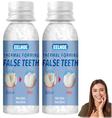 Reparación Dental Temporal - 2 Cajas de Granulado Moldeable, Cemento Dental para Dientes Postizos y Coronas Provisorias