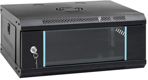LoogCape 4U - Armadietto di rete da parete da 19 pollici, IP20, nero, 53 x 40 x 21 cm, per server NAS, hard disk, storage cloud, rete domestica, ufficio e casa
