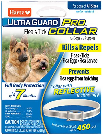 Hartz UltraGuard Pro Reflective Flea & Tick Collar for Dogs and Puppies, 7 Month Flea and Tick Prevention Per Collar, 1 Count