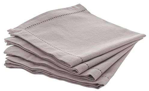 Atmosphera - 4er-Set Servietten Chambray - hellgrau 40 × 40 cm - Hellgrau